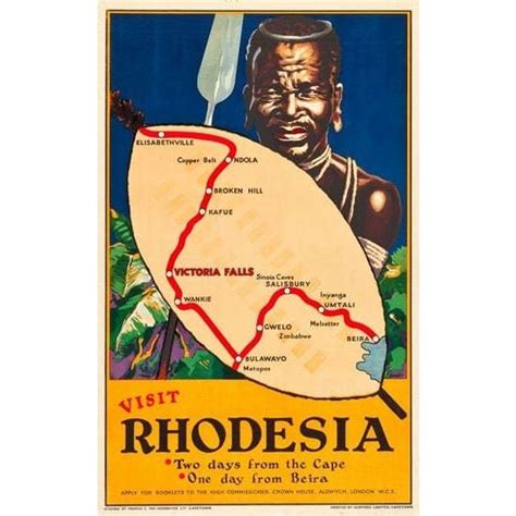 Vintage Visit Rhodesia Tourism Poster A3 Print Vintage Vintage Poster