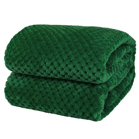 Pavilia Waffle Fleece Throw Blanket For Couch Twin Bed Emerald Green