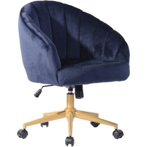Furniturer Canna Swivel Padded Velvet Task Office Chair In Midnight