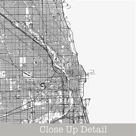 Custom Framed Chicago City Map Chicago Map Canvas Print Chicago City