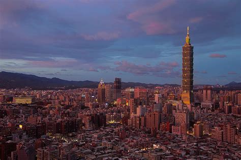 Taipei Skyline At Sunset Dave Wilson Photography