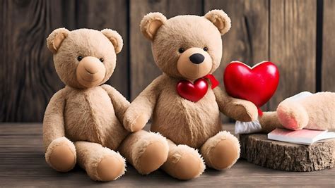 Premium Ai Image Two Teddy Bears Sit On A Table With A Red Heart On
