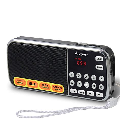mini radio portable am fm aocome rechargeable radio high powered speaker music player support