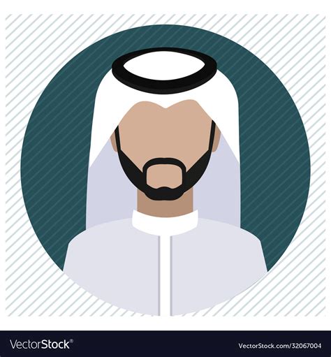 A Saudi Man Icon Wearing Shemagh And Thobe Art Vector Image