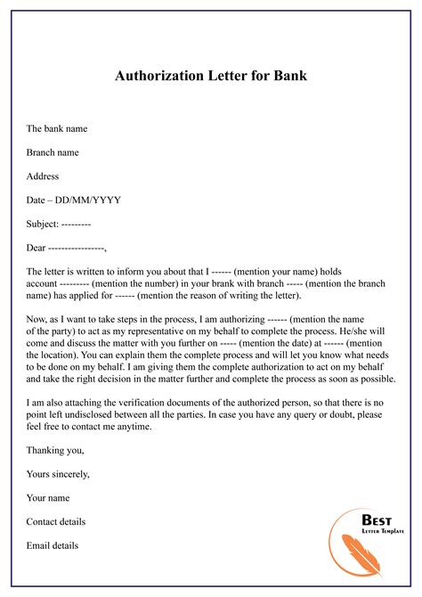 Letter Of Authority Template For Bank Pdf Template