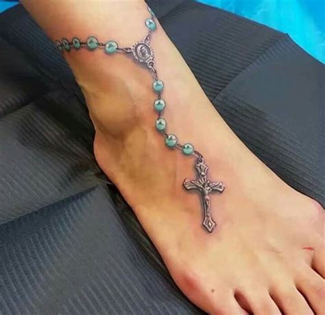 Find and save ideas about blue rosary ankle tattoo on tattoos book. I usually don't care for rosary tats (don't know why) but this one is really pretty. === Foot ...