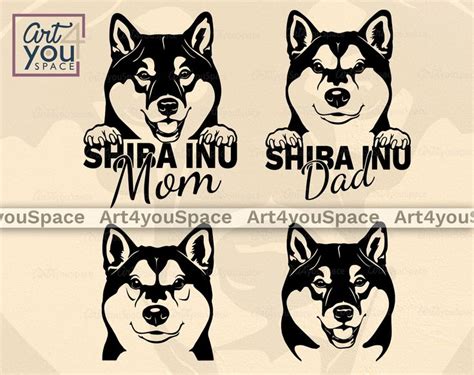 Shiba Inu Svg Dog Clipart Mom Dad Cricut Vector Image Dog Etsy