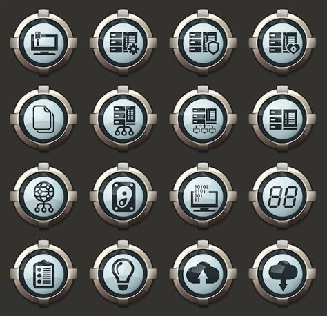 Premium Vector Server Web Vector Icons In The Stylish Round Buttons