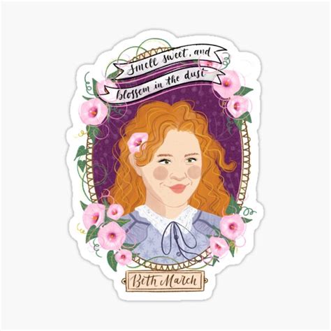 Little Women Potraits Beth March Botanical Illustration Sticker For