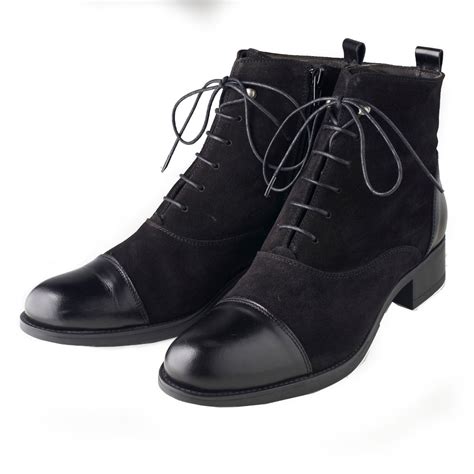 Black Leather Lace Up Ankle Boots Ladies Country Clothing Cordings