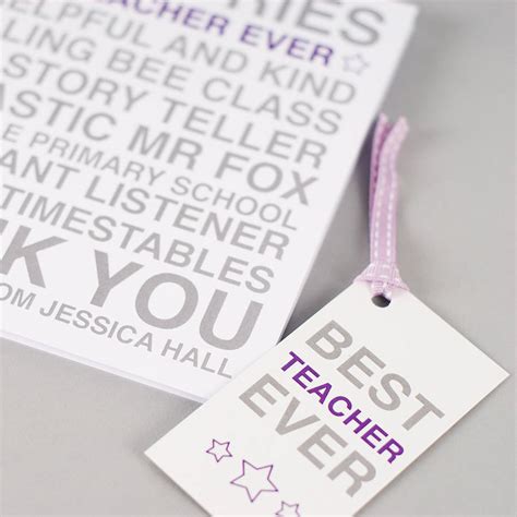 Personalised Best Teacher Ever Card And Tag By Megan Claire