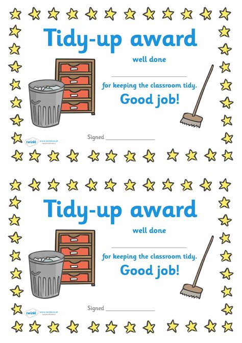 Tidy Up Award Certificate Classroom Awards Certificates Classroom