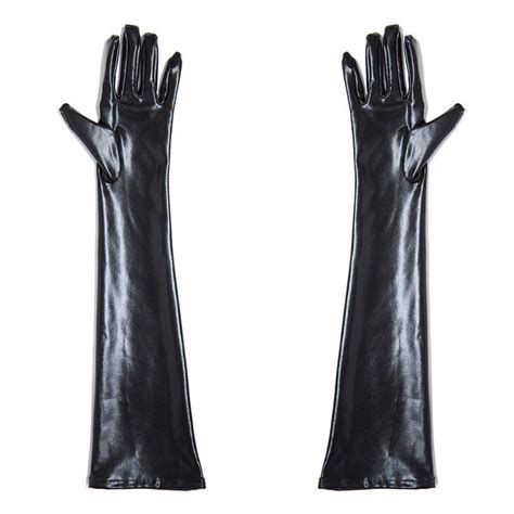Wet Look Gloves For Women Fetish Dominatrix Long Sleeve Etsy