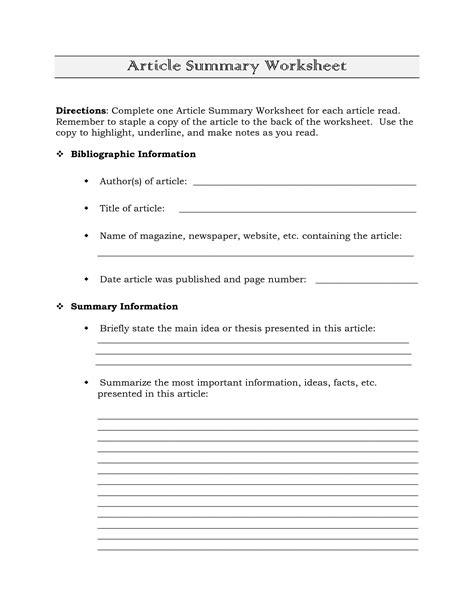 12 Best Images Of Reading Summary Worksheets Science