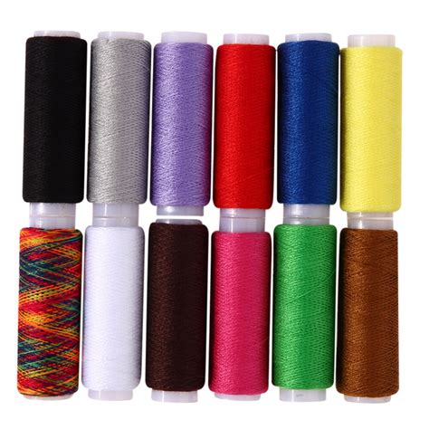 buy 12pcs spools mixed color polyester sewing threads cones set hand stitching