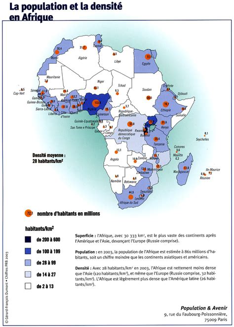 Carte Population Et Densit En Afrique