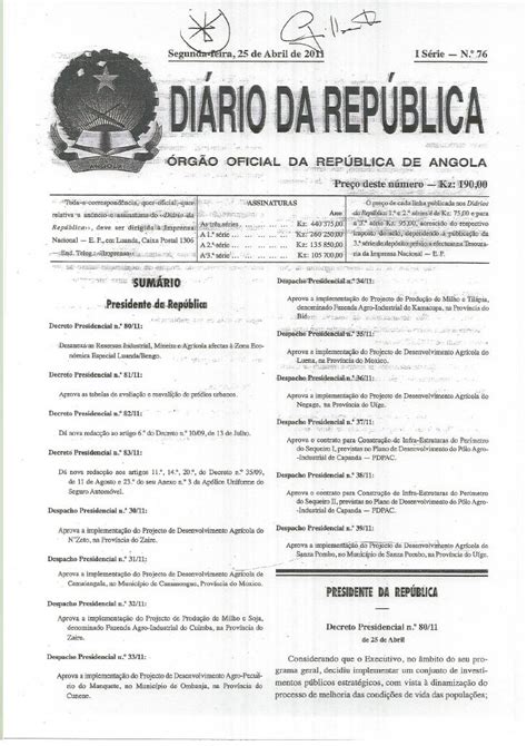 Decreto Presidencial 81 11 Aprova Tabelas De Avaliação E Reavaliaçao