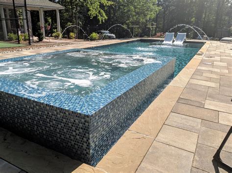 Gorgeous Glass Tile 360 Spillover Spa And Lap Pool Traditional Pool