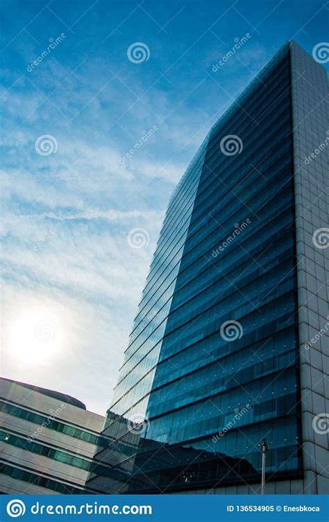 Modern Office Building With Facade Of Glass Stock Image Image Of