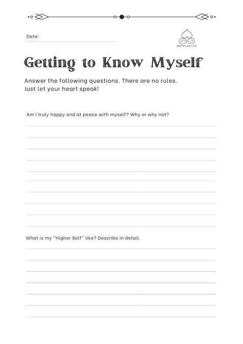 Getting To Know Myself Self Esteem Worksheets Self Care Worksheets