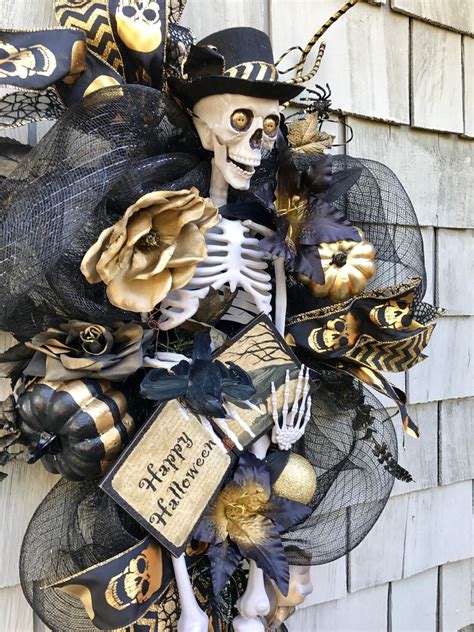 Skeleton Wreath Halloween Skeleton Wreath Xxl 3ft Crows Etsy