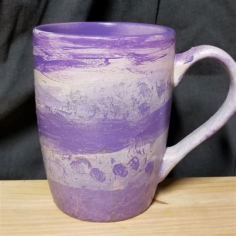 Hand Painted Purple And Gray Coffee Mug Ceramic Mug Mugs Coffee