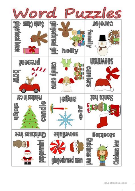 Christmas Puzzle Worksheets Printables
