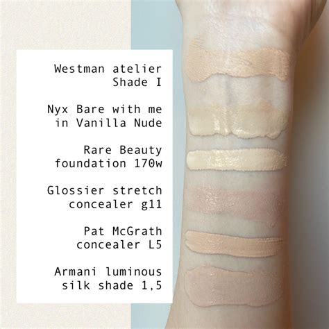 Swatched Olive Neutral And Warm Complexion Products On Fair Light