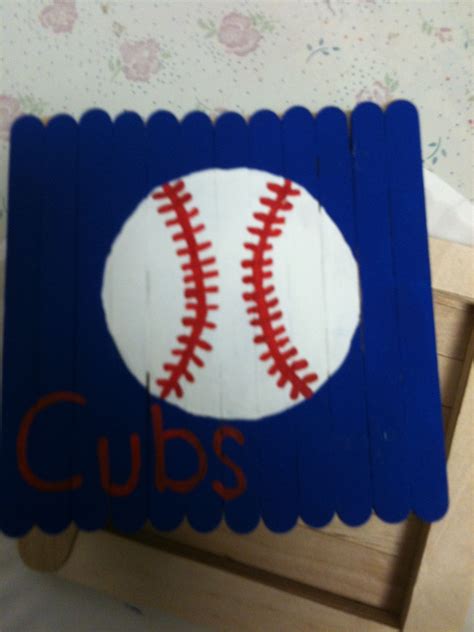 Cubs box made of popsicle sticks | Popsicle stick crafts for kids, Craft stick crafts, Popsicle ...