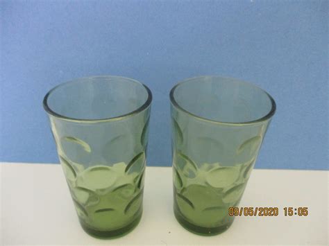 Vintage Hazel Atlas Eldorado Juice Glasses Green Set Of 4 Etsy