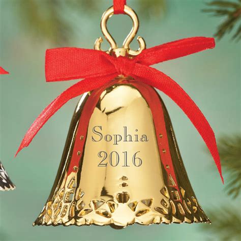 Personalized Gold Bell Ornament Engraved Christmas Miles Kimball