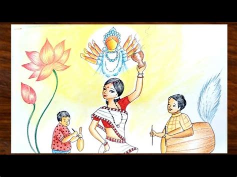 C Mo Dibujar La Celebraci N De Durga Puja Paisaje F Cil De Durga Puja