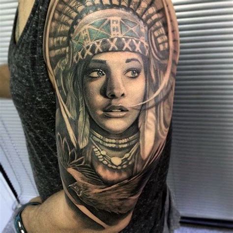 Native American Female Warrior Tattoo