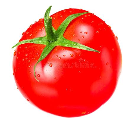 Single Fresh Tomato Isolated On White Background Close Up Stock Photo