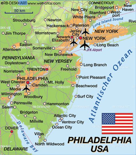 Map Of Philadelphia Region In United States Usa Welt Atlasde
