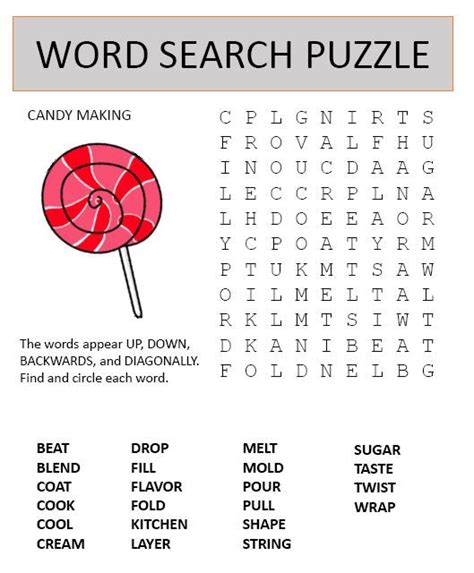 Candy Making Word Search