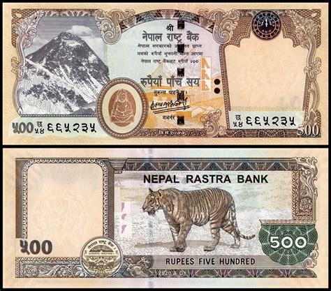 Nepal 500 Rupees 2020 The Banknote Is Colored In Yellow The Obverse