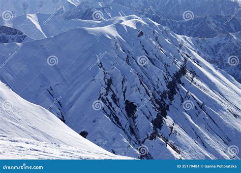 View From Ski Slope On Snowy Rocks Stock Photo Image Of Crag Cold