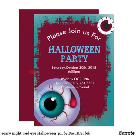 Scary Night Red Eye Halloween Party Invitation Zazzle Halloween
