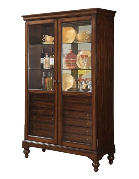 Cherrywood curio cabinet w/ 5mm thick glass. Acme 90105 Dallin cherry finish wood curio cabinet with ...