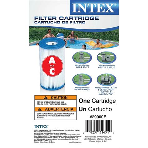 Intex Cartuccia Di Ricambio Per Pompa Filtro E Clorinatore Media