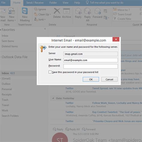 how to make outlook remember your email password