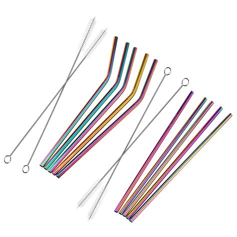 7pcs Premium Stainless Steel Metal Drinking Straw Reusable Straws Set