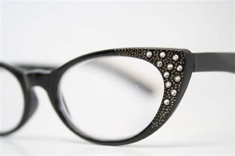 Rhinestone Cat Eye Womens Reading Glasses 275 Black Carrying Case