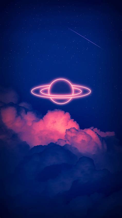 Neon Planet Space 4k Phone Wallpaper