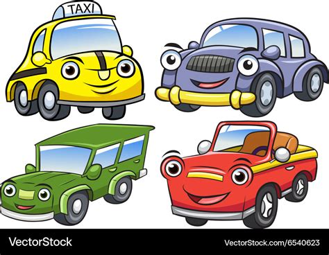 Cute Cartoon Car Characters Royalty Free Vector Image