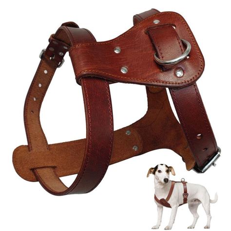 High Quality Brown Genuine Leather Dog Harness Durable For Large Dogs