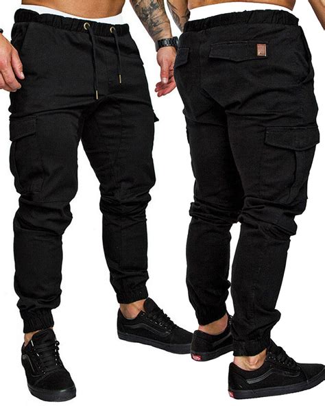 Wsevypo Mens Cargo Pants Elastic Banded Ankle Cuff Military Urban