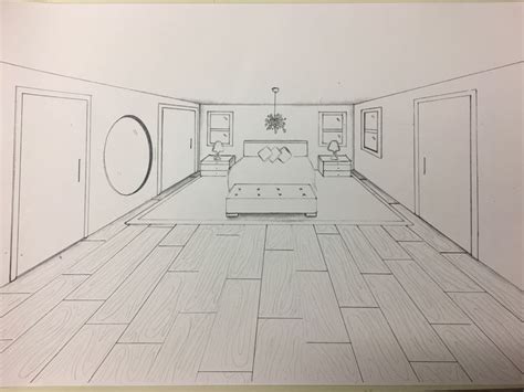 Master Bedroom In 1 Point Perspective Perspective Room One Point