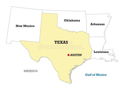 Texas State Map With Neighboring States Stock Vector Illustration Of